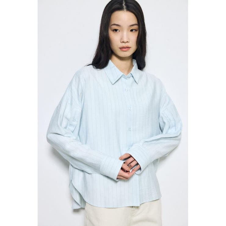 スリーブボタンストライプシャツ | AZUL BY MOUSSY | 詳細画像16 