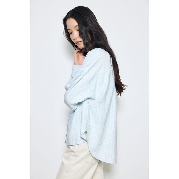 スリーブボタンストライプシャツ | AZUL BY MOUSSY | 詳細画像18 