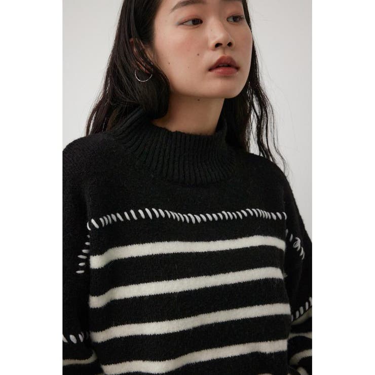 ハイネックボーダーニットトップス[品番：AZLW0021503]｜AZUL BY