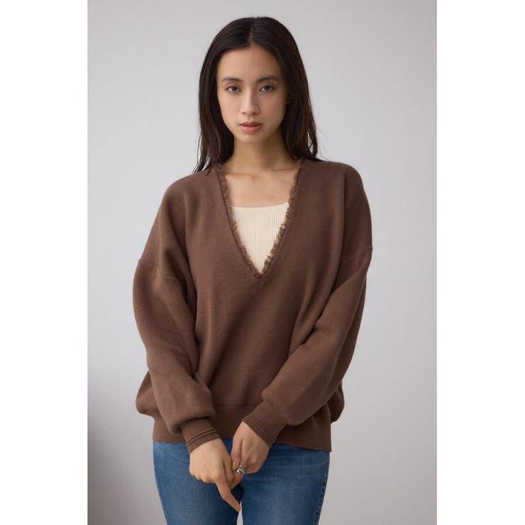 Vネックフリンジスウェッターニット | AZUL BY MOUSSY | 詳細画像14 