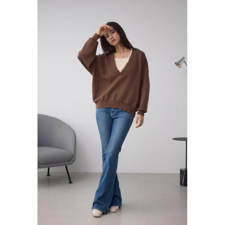 Vネックフリンジスウェッターニット | AZUL BY MOUSSY | 詳細画像15 