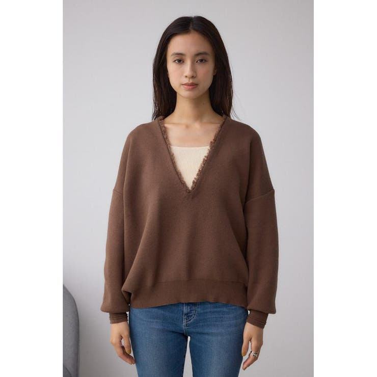 Vネックフリンジスウェッターニット | AZUL BY MOUSSY | 詳細画像16 