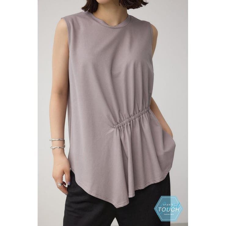 L/GRY1 | C/T冷感アシメギャザートップス | AZUL BY MOUSSY