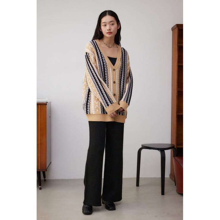 柄ニットカーディガン | AZUL BY MOUSSY | 詳細画像13 