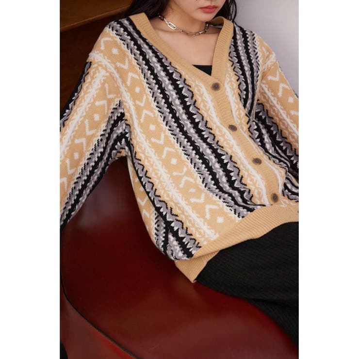 柄BEG5 | 柄ニットカーディガン | AZUL BY MOUSSY