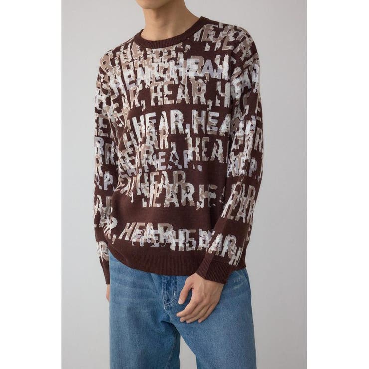 柄BRN5 | 総ロゴペイントニットトップス | AZUL BY MOUSSY