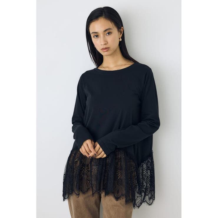 BLK | ヘムレースドッキング長袖トップス | AZUL BY MOUSSY