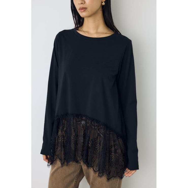 ヘムレースドッキング長袖トップス | AZUL BY MOUSSY | 詳細画像24 