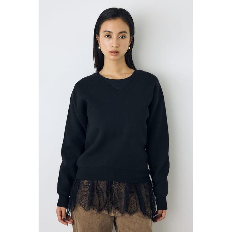 ヘムレースドッキング長袖トップス | AZUL BY MOUSSY | 詳細画像25 
