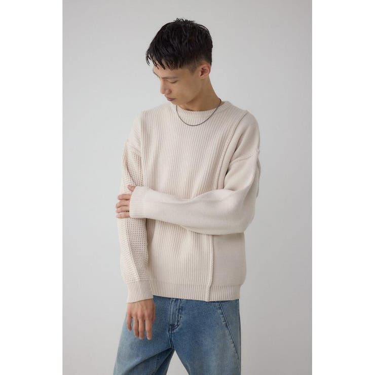 編地ミックスニットトップス | AZUL BY MOUSSY | 詳細画像3 