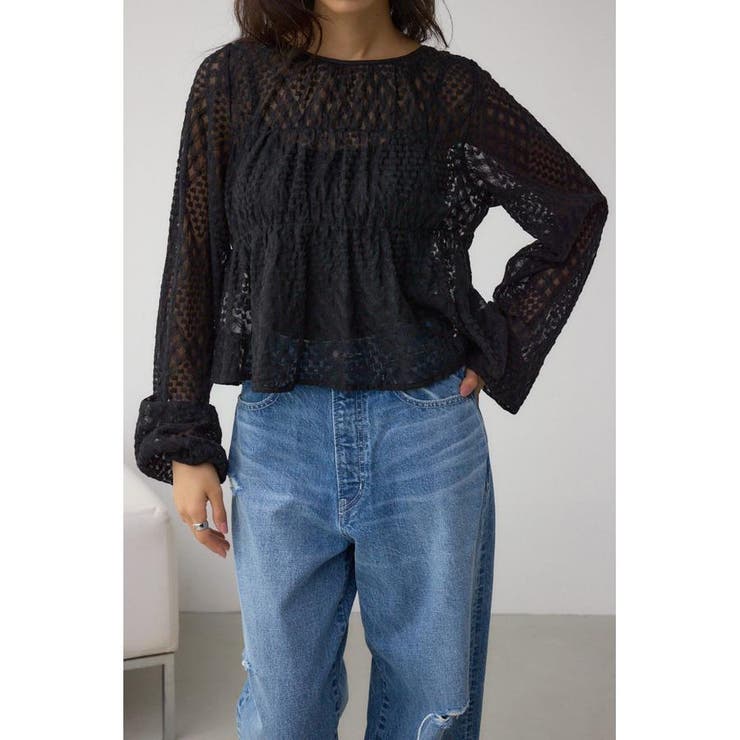 BLK | 前後2WAY シアージャガードフリルブラウス | AZUL BY MOUSSY