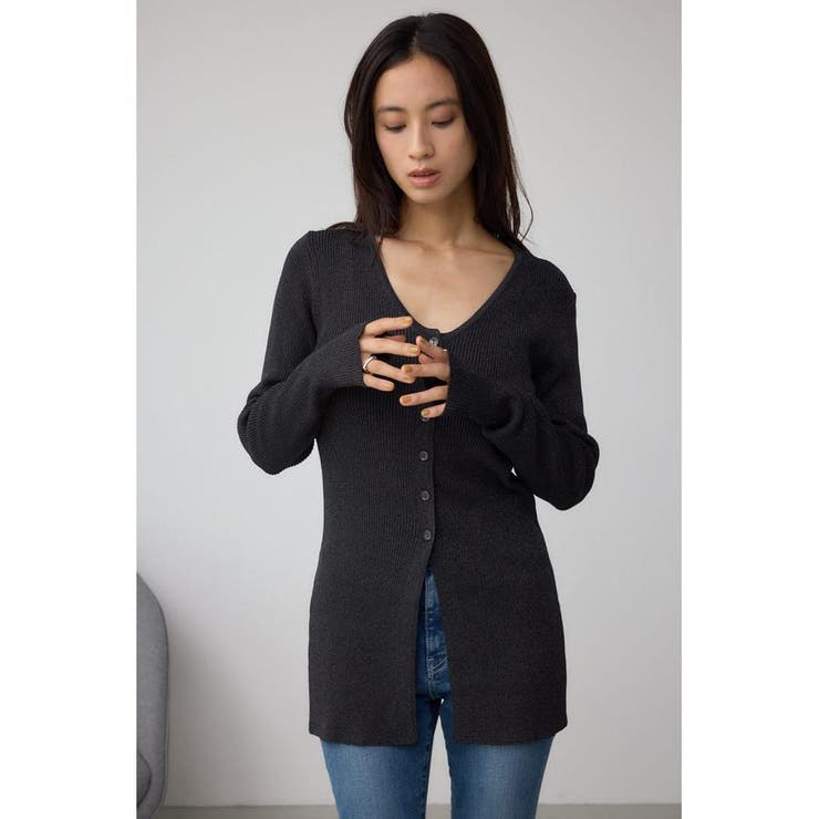 Vネックリブニットカーディガン | AZUL BY MOUSSY | 詳細画像3 