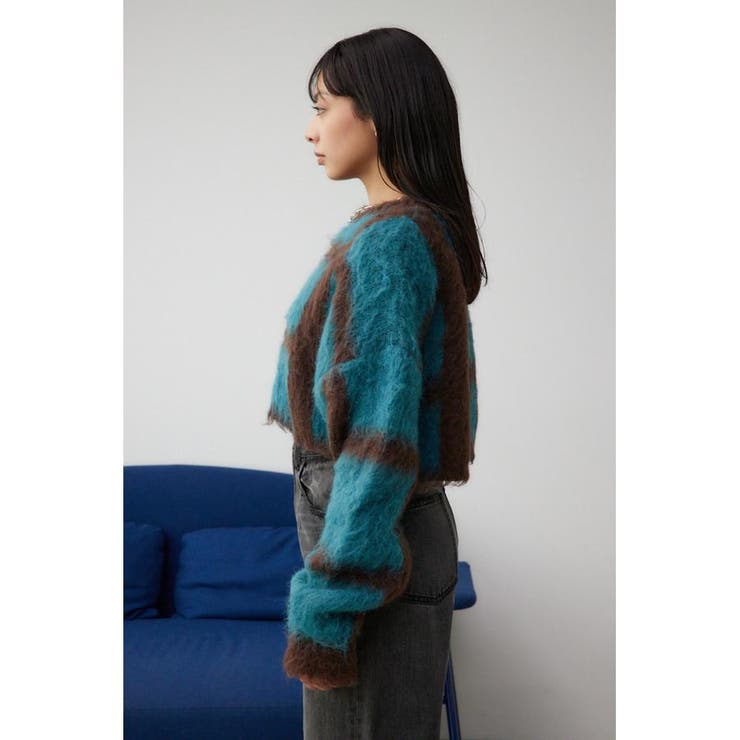 チェックパターンクロップドシャギーニット | AZUL BY MOUSSY | 詳細画像17 