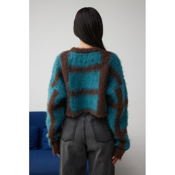 チェックパターンクロップドシャギーニット | AZUL BY MOUSSY | 詳細画像18 
