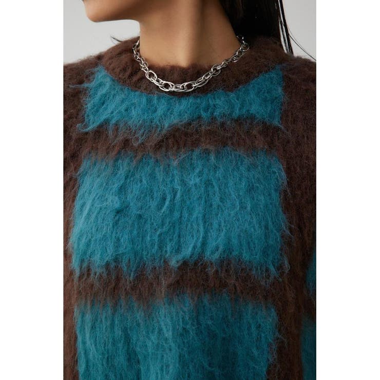 チェックパターンクロップドシャギーニット | AZUL BY MOUSSY | 詳細画像19 