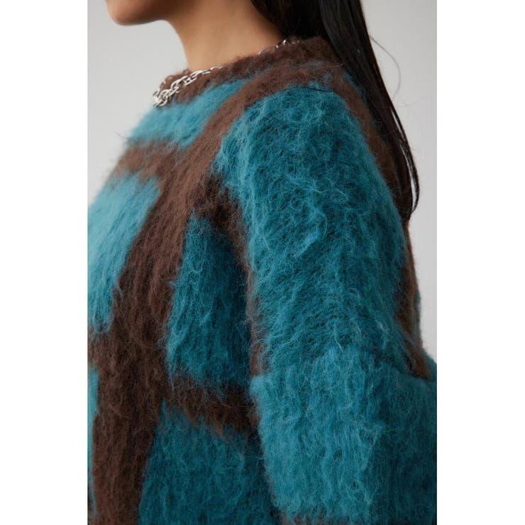 チェックパターンクロップドシャギーニット | AZUL BY MOUSSY | 詳細画像20 