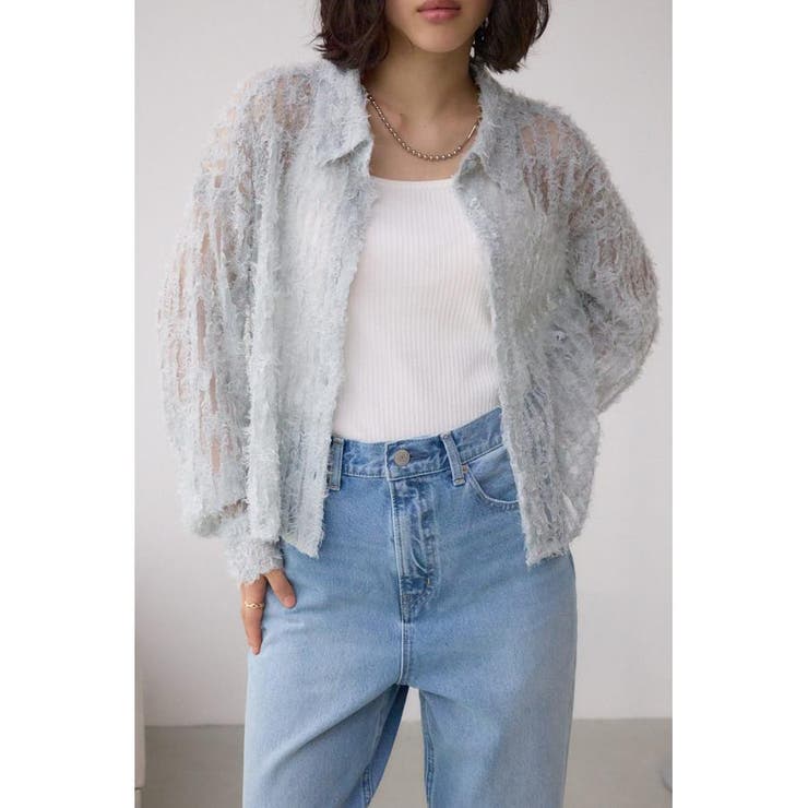 L/BLU1 | シアーチュールフリンジシャツ | AZUL BY MOUSSY