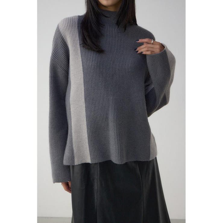 GRY | バイカラーハイネックニットトップス | AZUL BY MOUSSY