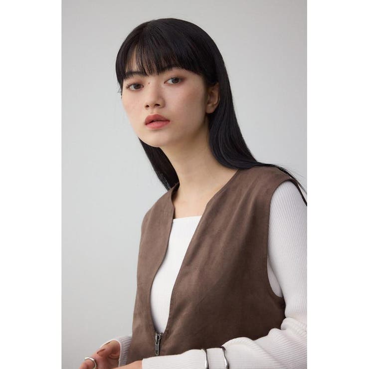 Vネックスエードギャザーベスト | AZUL BY MOUSSY | 詳細画像11 