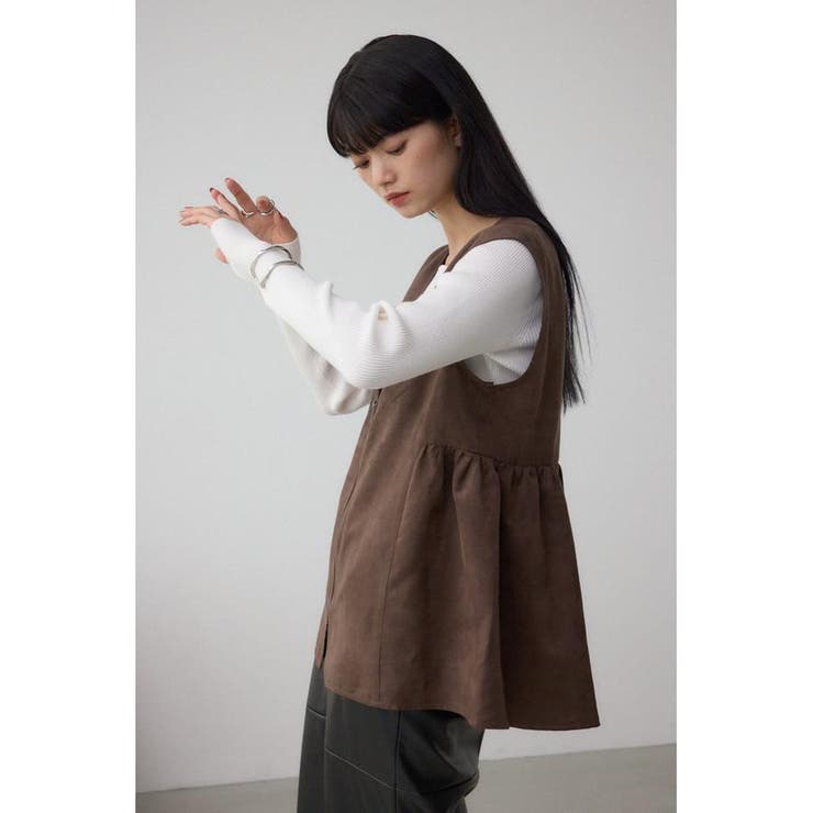 Vネックスエードギャザーベスト | AZUL BY MOUSSY | 詳細画像12 