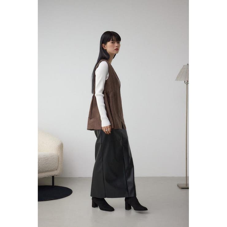 Vネックスエードギャザーベスト | AZUL BY MOUSSY | 詳細画像12 