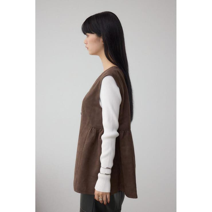 Vネックスエードギャザーベスト | AZUL BY MOUSSY | 詳細画像14 