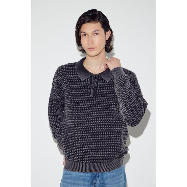 ヴィンテージウォッシュニットポロ | AZUL BY MOUSSY | 詳細画像3 