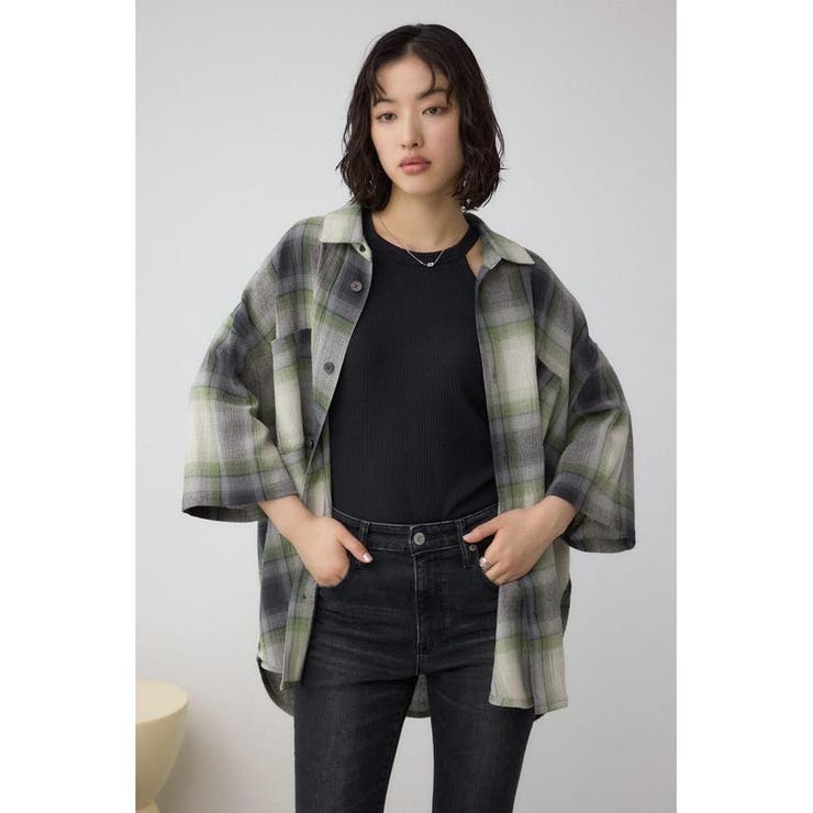 柄GRN5 | シアーチェックシャツ | AZUL BY MOUSSY