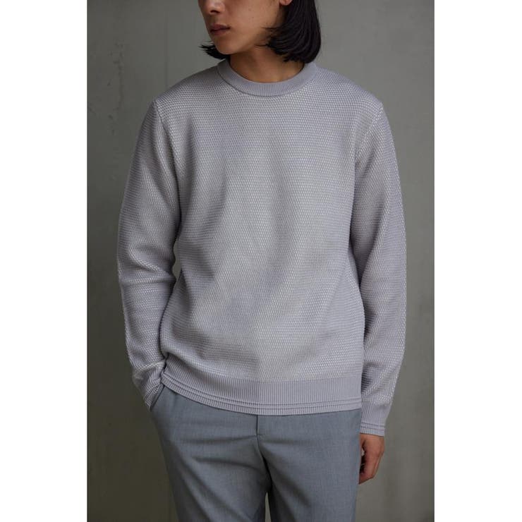 GRY | ハニカムベーシッククルーネックニット | AZUL BY MOUSSY