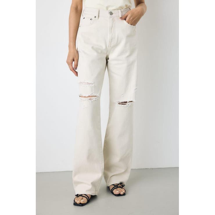 AZUL DENIM ダメージストレートデニム ロング丈 | AZUL BY MOUSSY | 詳細画像1 