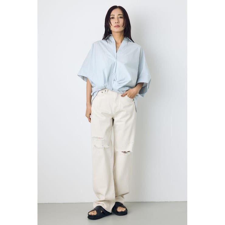 AZUL DENIM ダメージストレートデニム ロング丈 | AZUL BY MOUSSY | 詳細画像8 