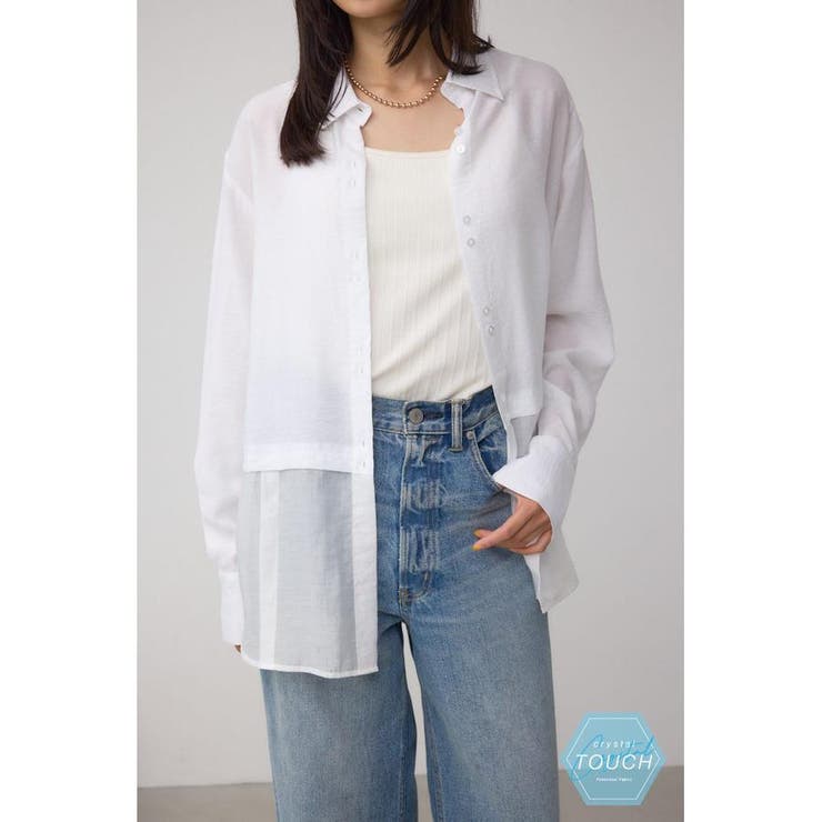 O/WHT1 | C/T冷感 切替シアーデザインシャツ | AZUL BY MOUSSY