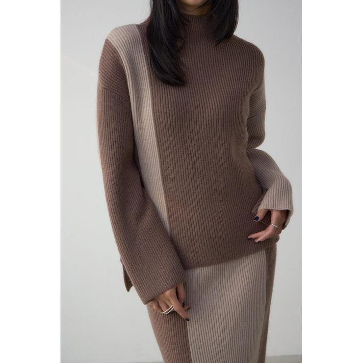MOCHA | バイカラーハイネックニットトップス | AZUL BY MOUSSY
