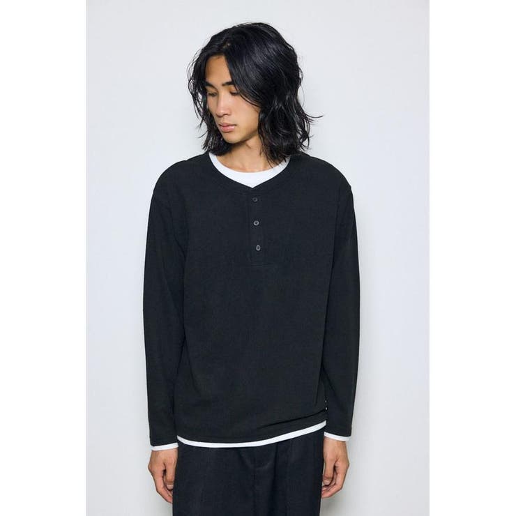 BLK | フェイクレイヤードヘンリーネックトップス | AZUL BY MOUSSY