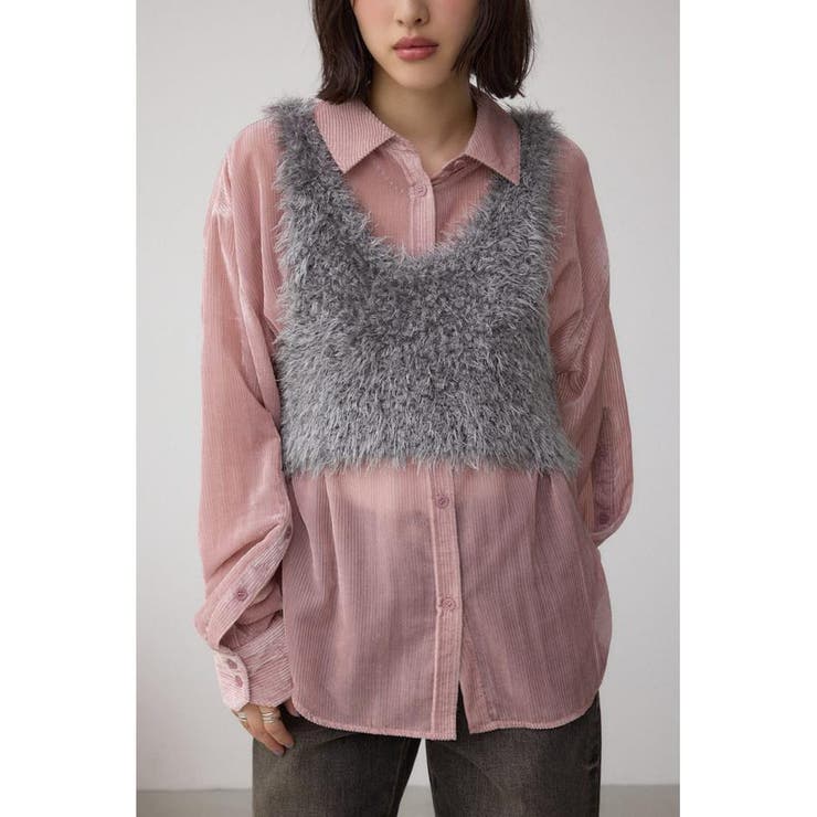 GRY | バックオープンポンポンヤーンベスト | AZUL BY MOUSSY