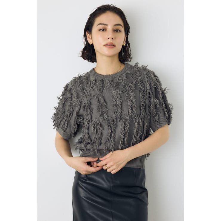フリンジデザイン5分袖ニットトップス | AZUL BY MOUSSY | 詳細画像20 