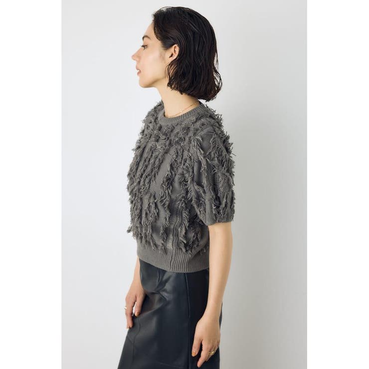 フリンジデザイン5分袖ニットトップス | AZUL BY MOUSSY | 詳細画像22 