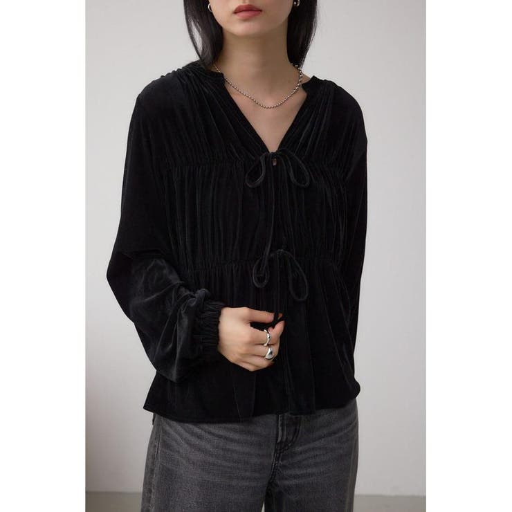 BLK | ベロアリボンブラウス | AZUL BY MOUSSY