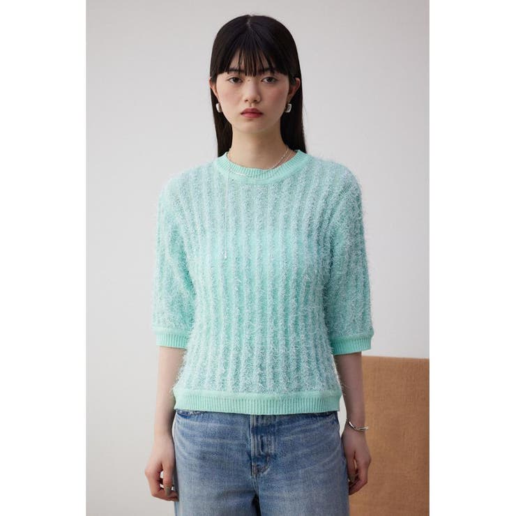 スプリングシャギー5分袖ニット[品番：AZLW0021820]｜AZUL BY MOUSSY