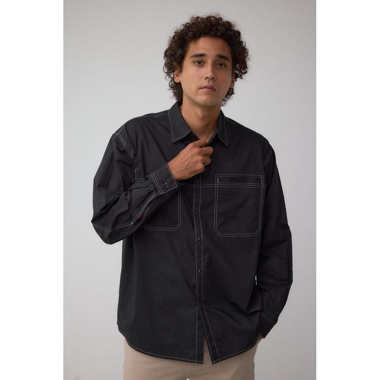 配色ステッチ長袖シャツ | AZUL BY MOUSSY | 詳細画像3 