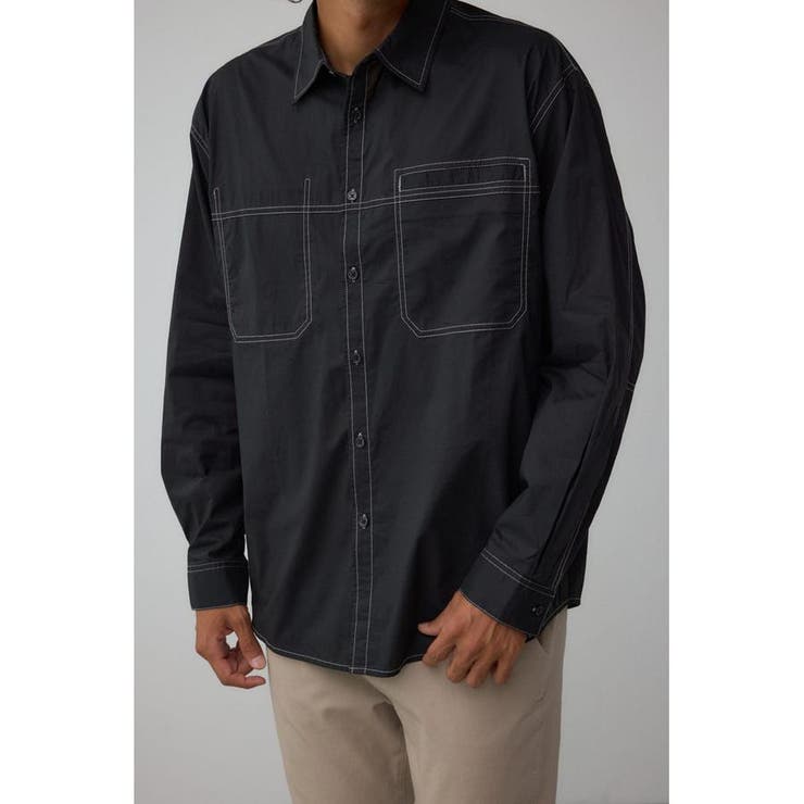 BLK | 配色ステッチ長袖シャツ | AZUL BY MOUSSY