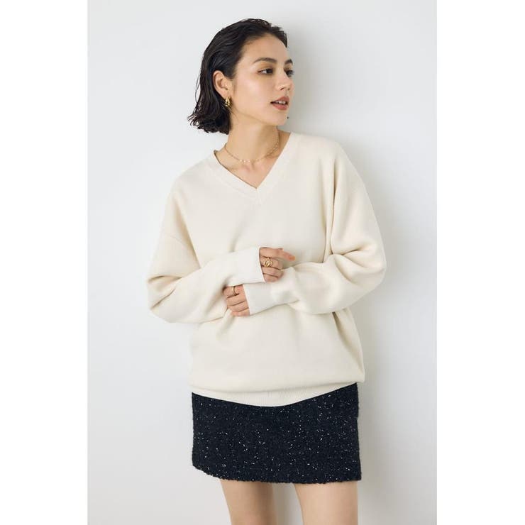 格上げVネックニット | AZUL BY MOUSSY | 詳細画像2 