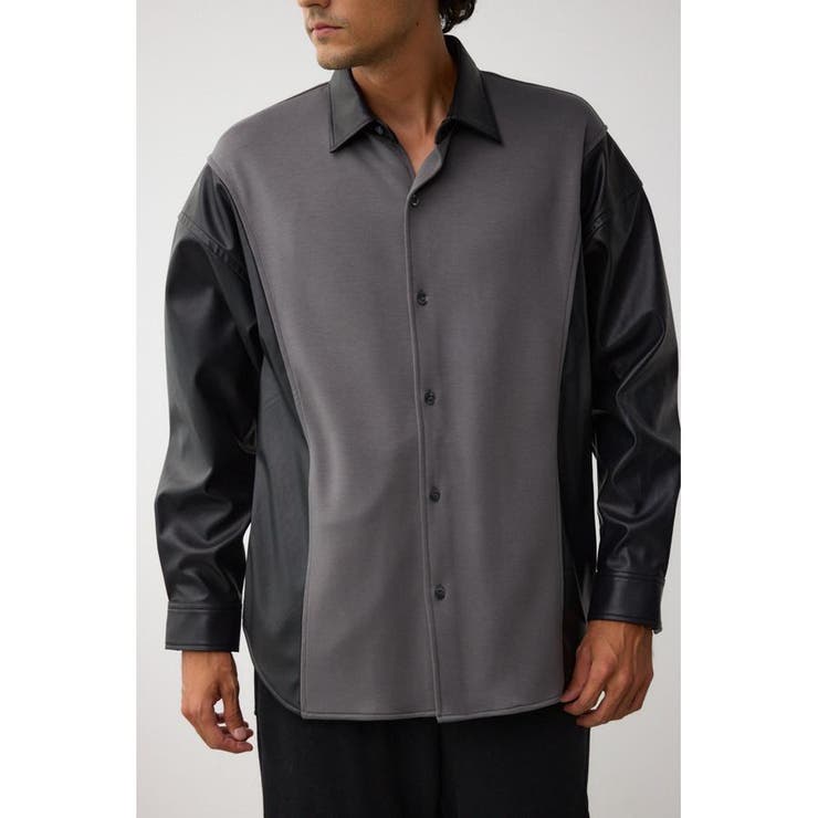柄GRY5 | フェイクレザースウィッチングシャツ | AZUL BY MOUSSY