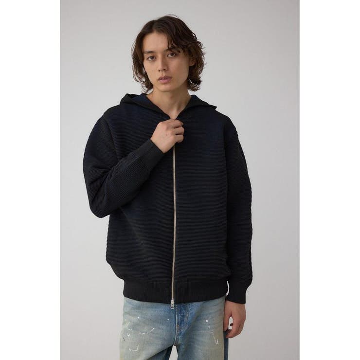 ミックスカラーリップル編みニットパーカー | AZUL BY MOUSSY | 詳細画像3 