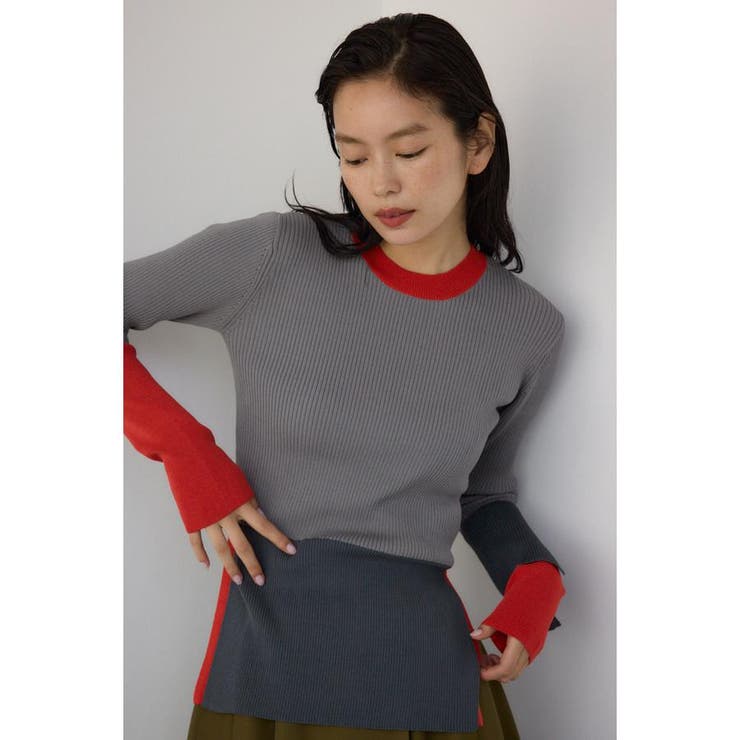 カラーブロッキングリブニット | AZUL BY MOUSSY | 詳細画像33 