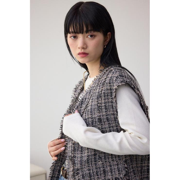 ツイードフリンジベスト | AZUL BY MOUSSY | 詳細画像12 