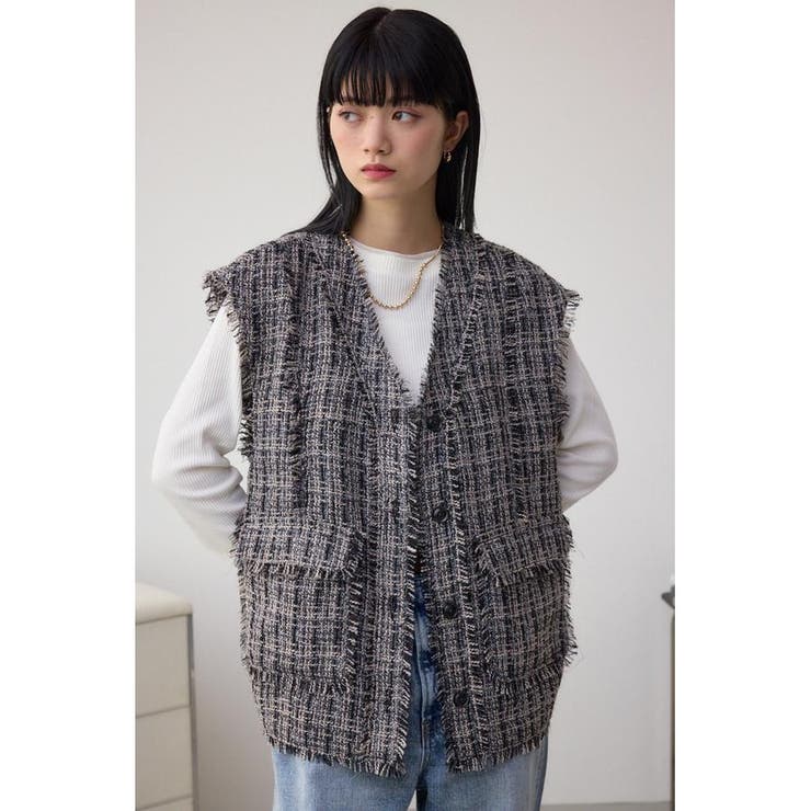 ツイードフリンジベスト | AZUL BY MOUSSY | 詳細画像13 