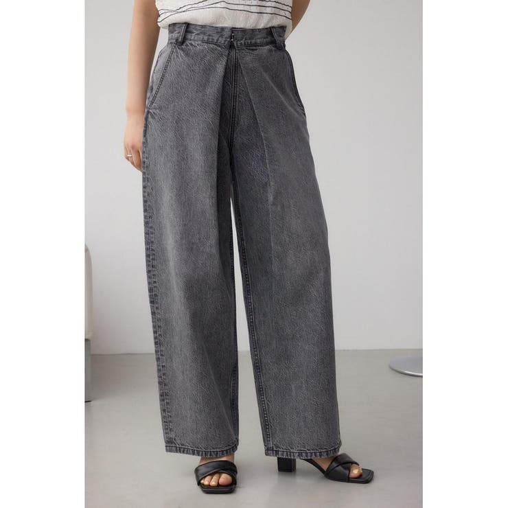 L/BLK1 | AZUL DENIM フロントタックワイドデニム | AZUL BY MOUSSY