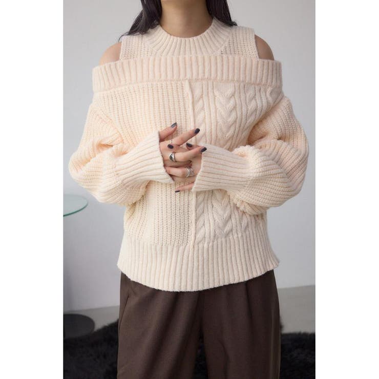 オープンショルダーケーブルニット | AZUL BY MOUSSY | 詳細画像1 