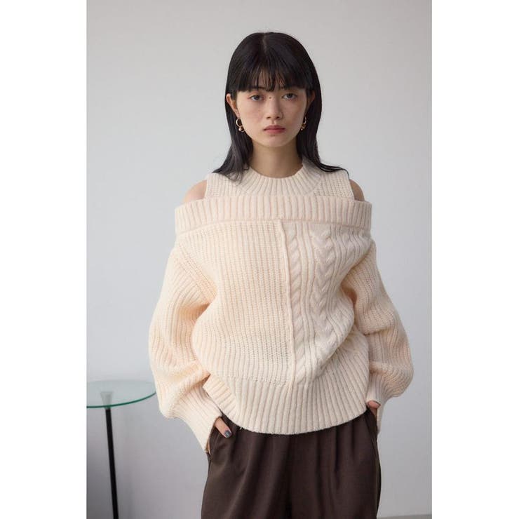オープンショルダーケーブルニット | AZUL BY MOUSSY | 詳細画像3 